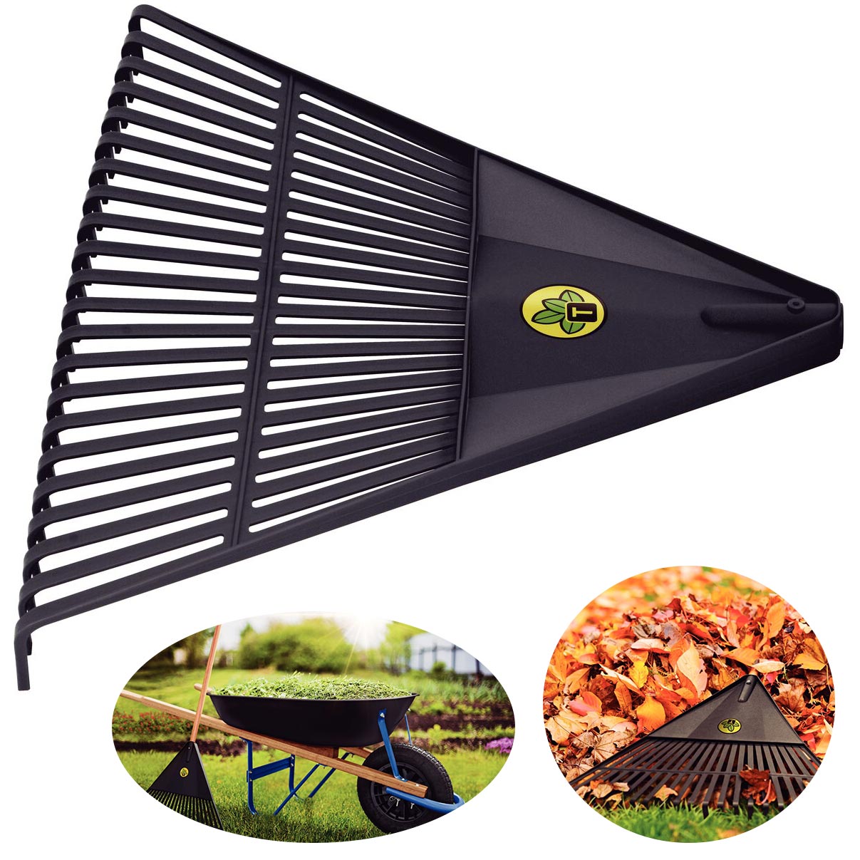 Rastelo Jardim Tramontina 54cm Vassoura Plástica Preta 22 Dentes Restel para Jardinagem Sem Cabo