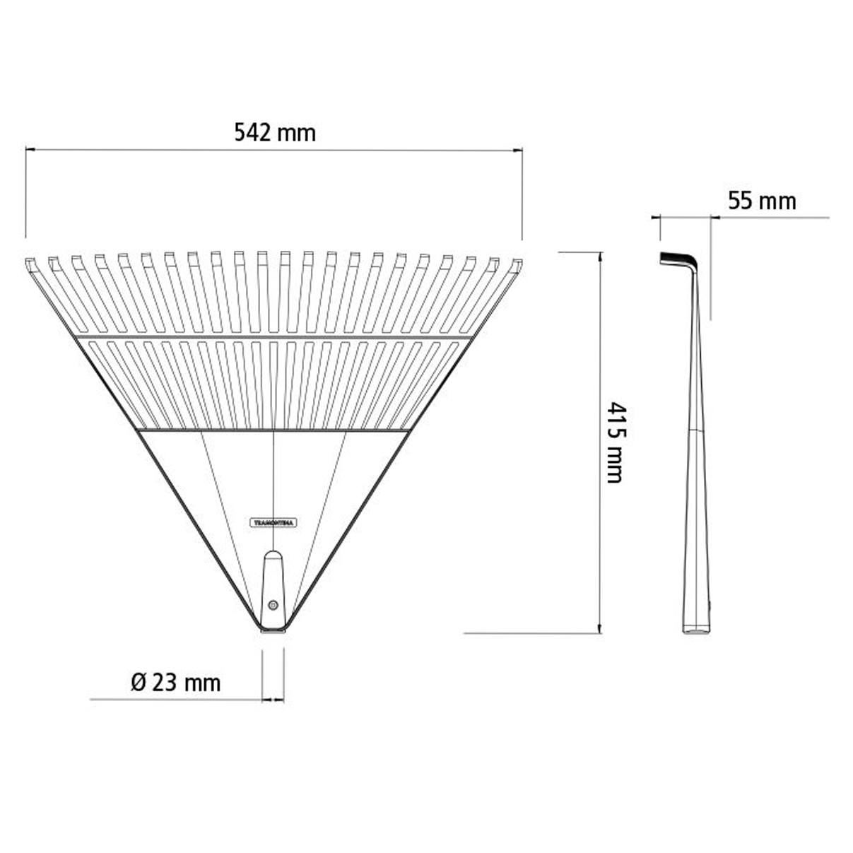 Rastelo Jardim Tramontina 54cm Vassoura Plástica Preta 22 Dentes Restel para Jardinagem Sem Cabo - Imagem 5