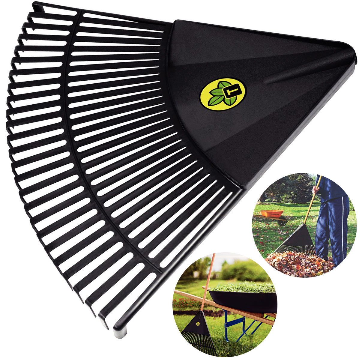 Rastelo Jardim Tramontina 60,8cm Vassoura Plástica Preta 26 Dentes Restel para Jardinagem Sem Cabo
