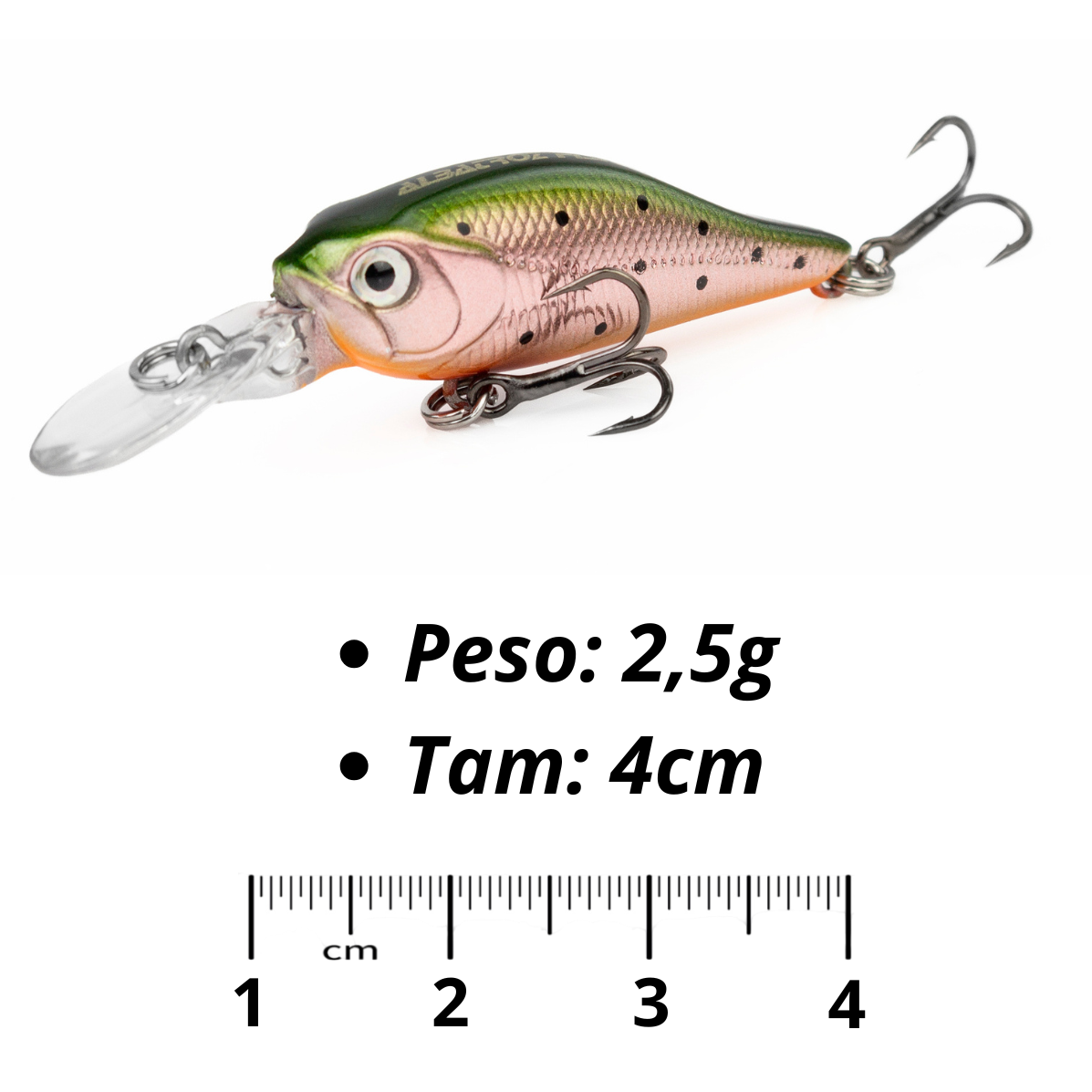 Isca Artificial Albatroz Willy Shad 4cm 2,5g - Cor 2 Verde Dourada Laranja - Imagem 3