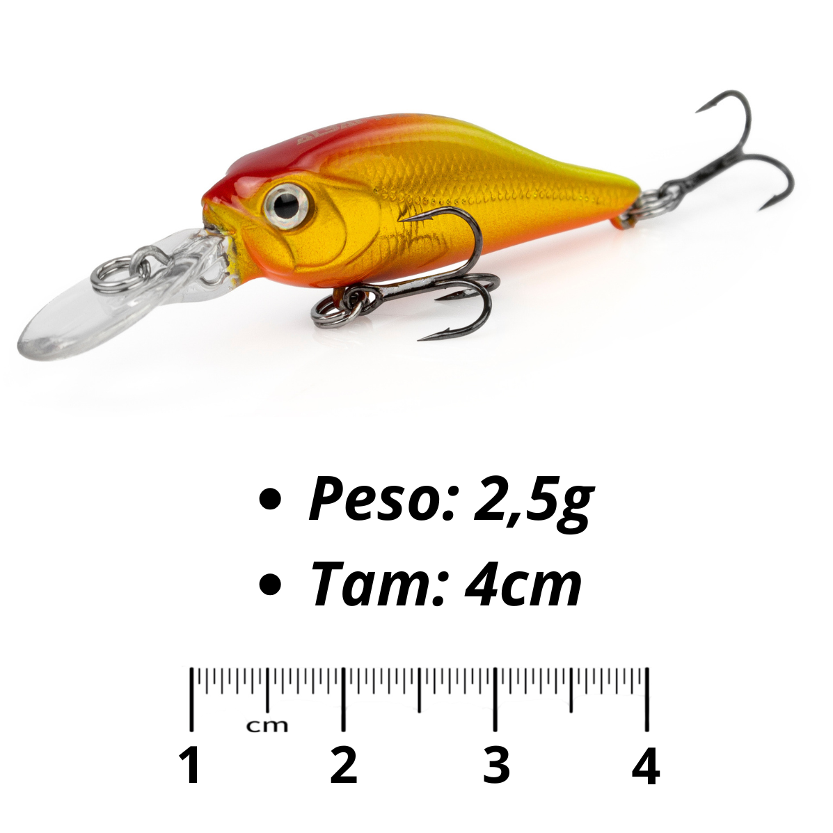 Isca Artificial Albatroz Willy Shad 4cm 2,5g - Cor 06 Dourada Laranja - Imagem 3