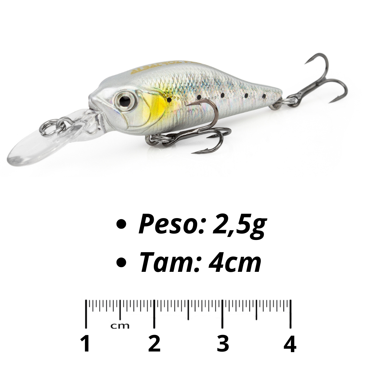 Isca Artificial Albatroz Willy Shad 4cm 2,5g - Cor 08 Prateada Dourada - Imagem 3
