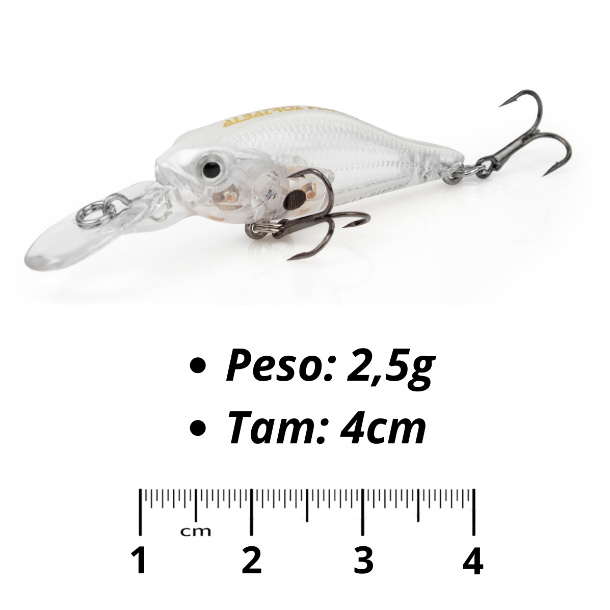 Isca Artificial Albatroz Willy Shad 4cm 2,5g - Cor 09 Tranparente - Imagem 3