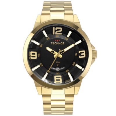 Relógio Masculino Technos Racer Performance Dourado Aço Inoxidável 5 ATM Analógico Data 2117LBO/4P