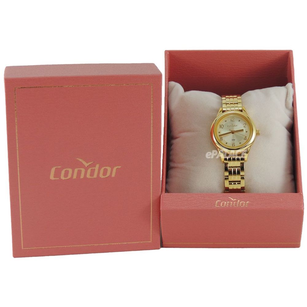 Relógio Feminino Dourado Pequeno Condor Mini Pulseira Estreita de Metal Aço Inoxidável COPC21AEBM/7D - Imagem 5