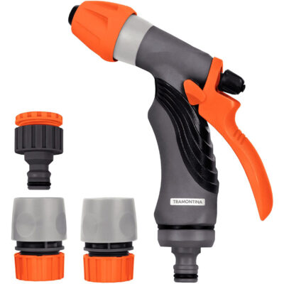 Esguicho Tramontina Conjunto de Irrigação com Engate Rápido Adaptador e Hidropistola Em Plástico Para Jardim