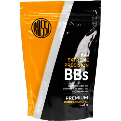 Bolinha BBs Munição AIRSOFT 6mm 0.28g Biodegradável (Saco 4.000un) Rossi Esfera de Plástico Premium