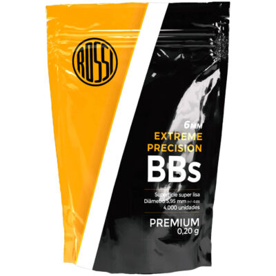 Bolinha BBs Munição AIRSOFT 6mm 0.20g (Saco 4.000un) Rossi Extreme Precision Esfera Plástico Premium