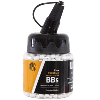 Bolinha BBs Munição AIRSOFT 6mm 0.20g (Pote 1.000un) Rossi Extreme Precision Esfera Plástico Premium