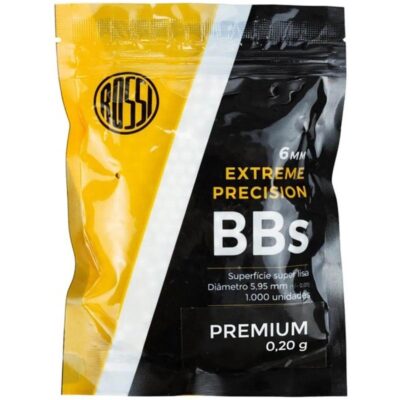 Bolinha BBs Munição AIRSOFT 6mm 0.20g (Saco 1.000un) Rossi Extreme Precision Esfera Plástico Premium