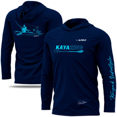 Camisa de Pesca com Capuz Presa Viva Baca 19 (M) Proteção Solar UV50 Poliamida Azul Marinho Caiaque