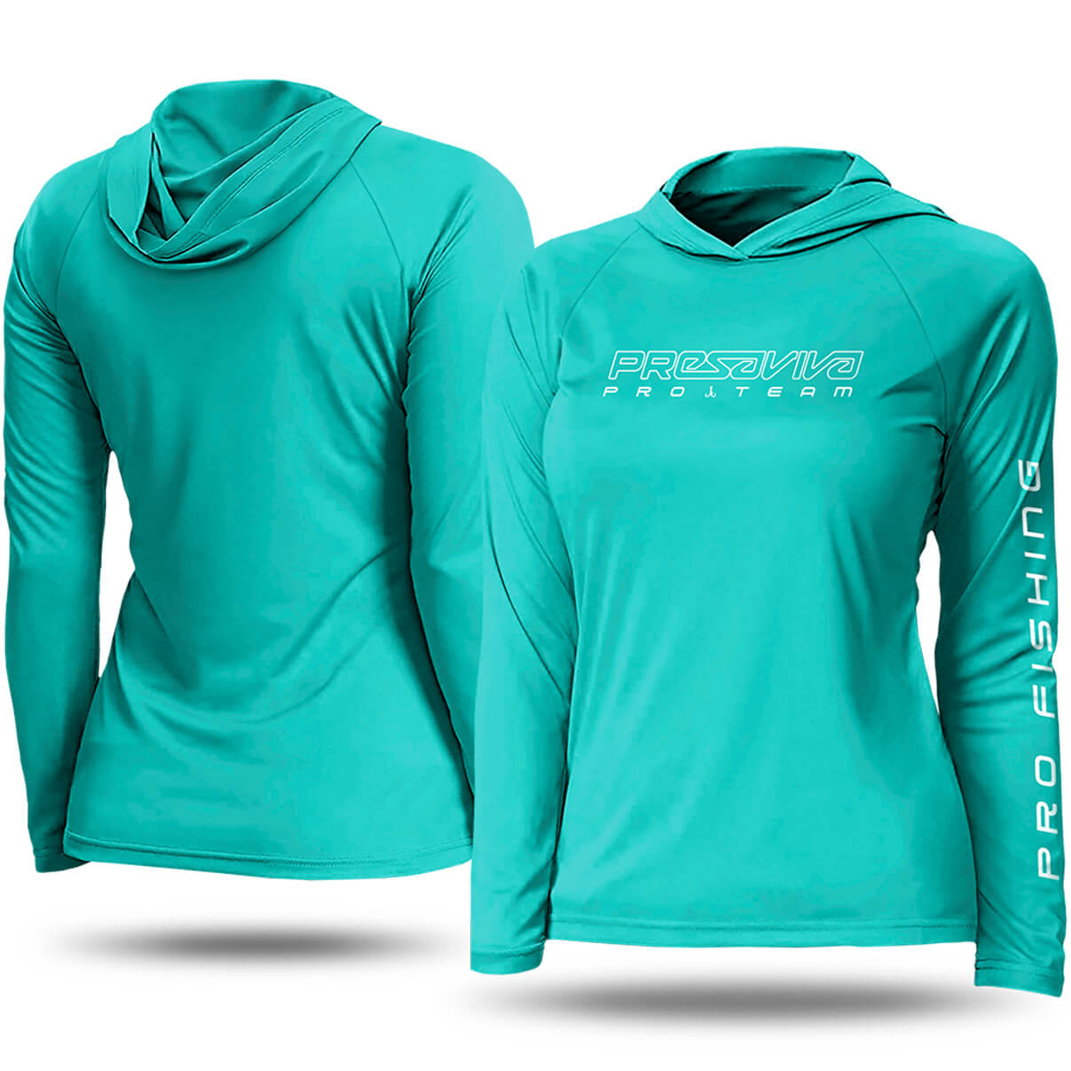 Camisa de Pesca com Capuz Presa Viva Poliamida 17 Baby Look (G) Proteção Solar UV50+ Azul Moscatel