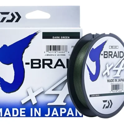 Linha Multifilamento 4x Daiwa J-BRAID X4 0.29mm 40lb Verde Escuro Rolo com 135m Made In Japan