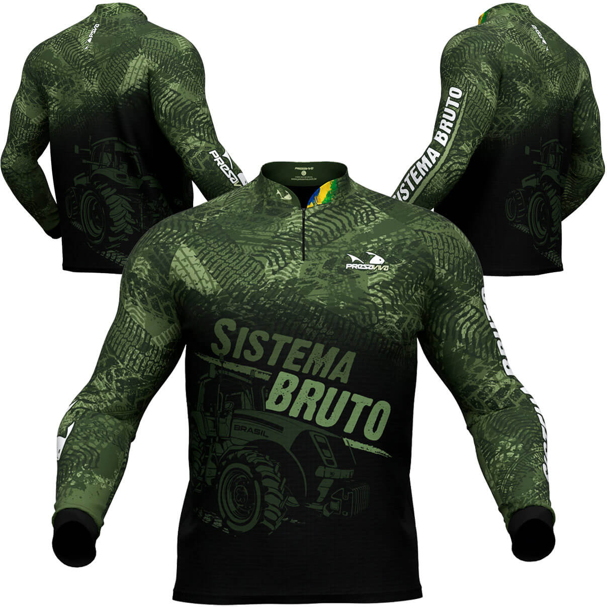 Camisa Presa Viva Agro 03 (GG) Sistema Bruto Proteção Solar UV50+ Dry Flex com Elastano Verde Brasil
