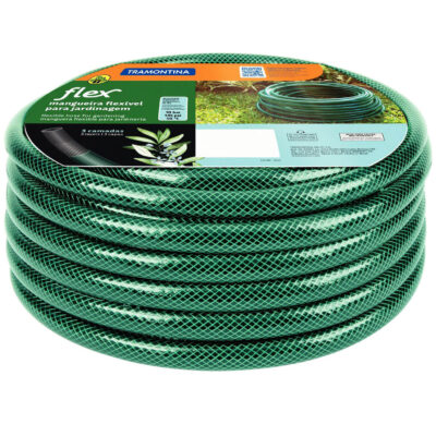 Mangueira Flex Tramontina 25 Metros Verde em PVC 3 Camadas Especial Flexível Para Jardim Irrigação