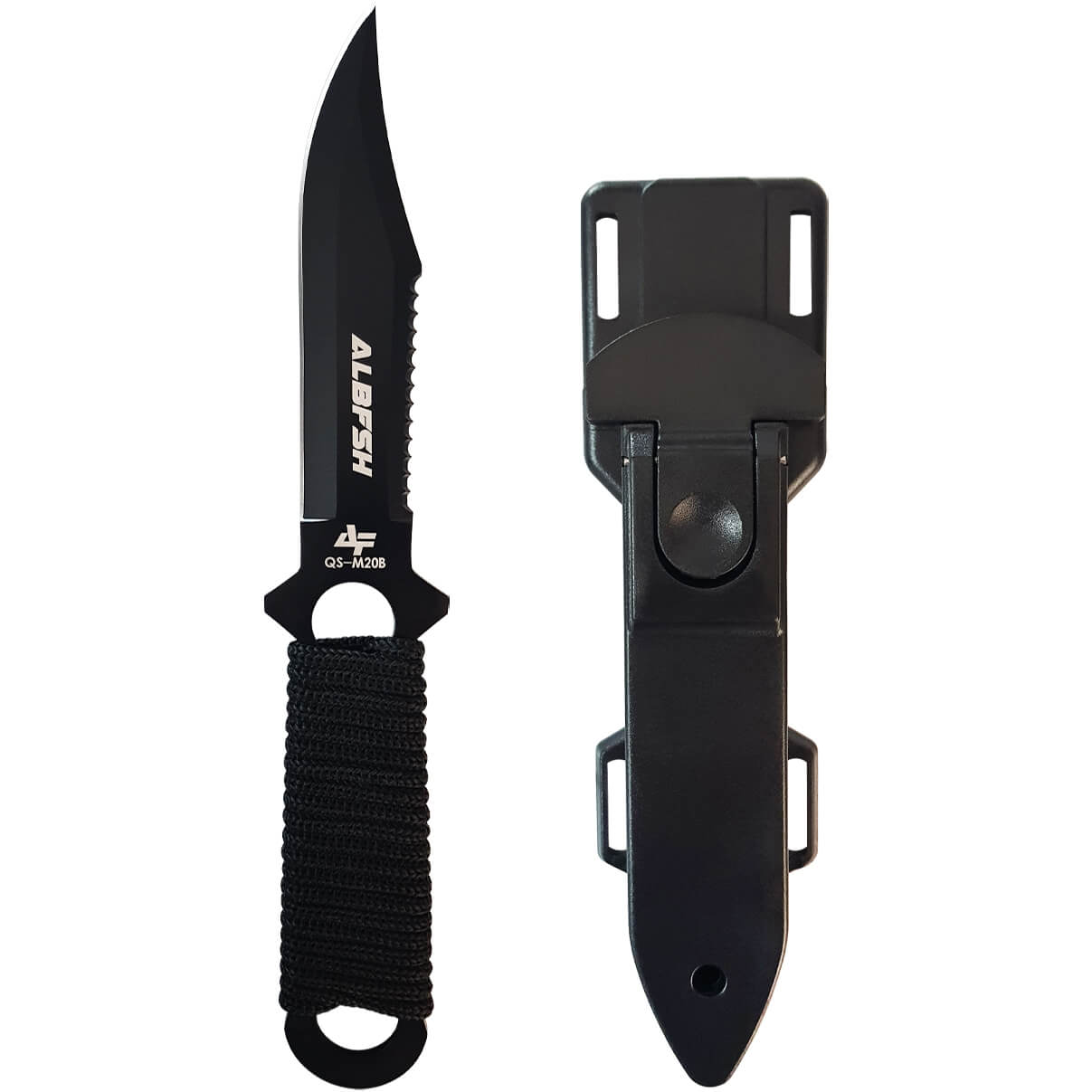 Faca de Mergulho INOX Albatroz QS-M20B Aço Inoxidável com Alças de Borracha para Tornozelo Braço
