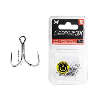 Anzol Garatéia Marine Sanken Short Shank 3x Tamanho 14 (16un.)