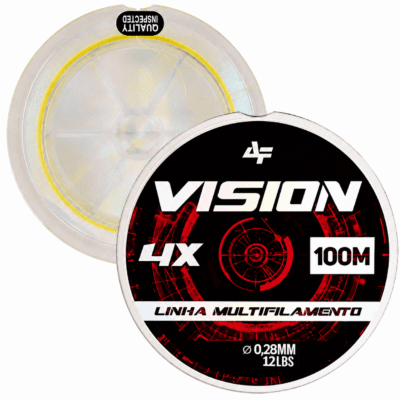 Linha Multifilamento 4X Albatroz Vision X4 Pesca 0,28mm lbs Amarela 100 metros