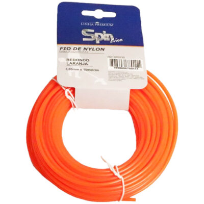 Fio de Nylon 3mm para Roçadeira Vulcan Husqvarna Toyama Kawashima Redondo Laranja 15m Spin Premium
