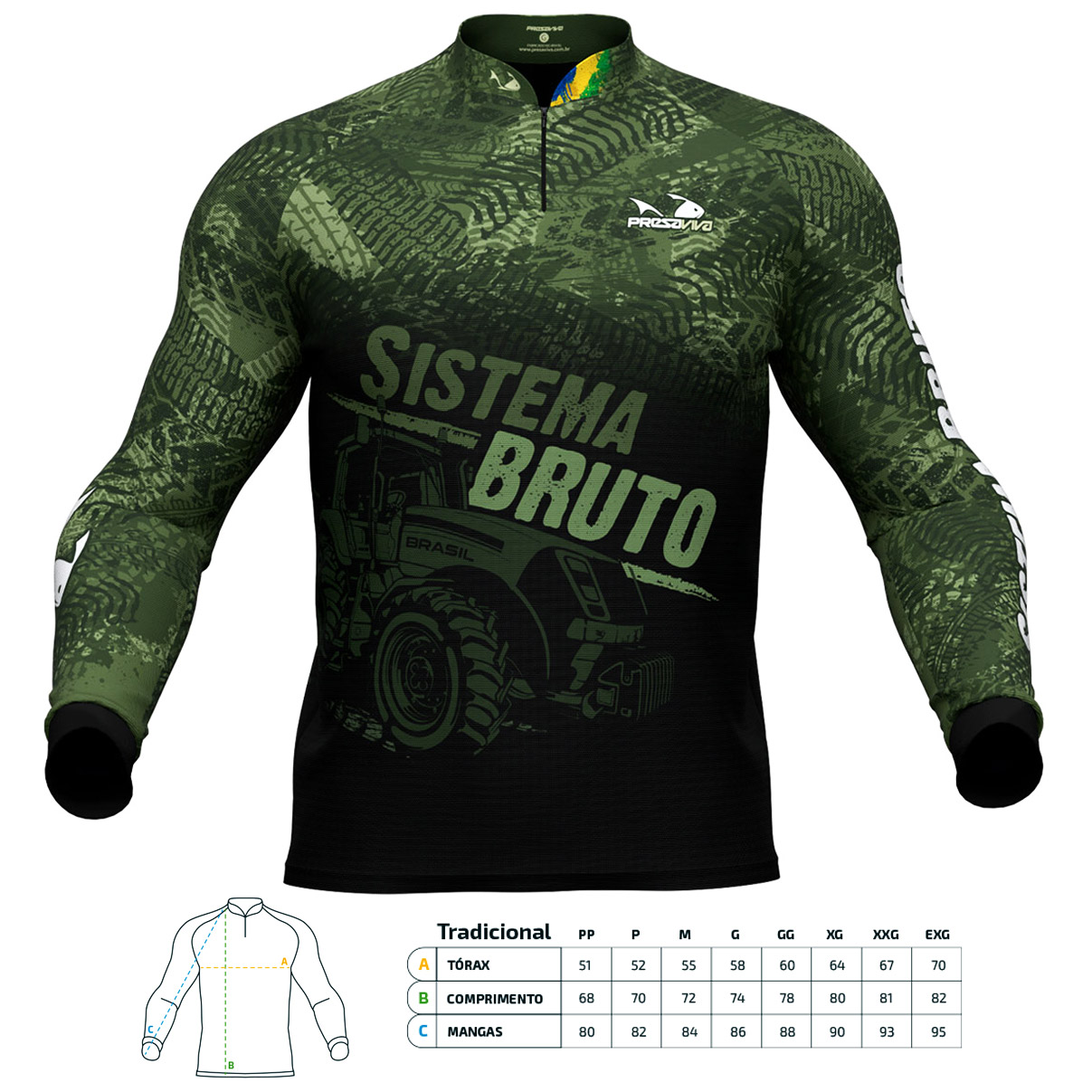 Camisa Presa Viva Agro 03 (G) Sistema Bruto Proteção Solar UV50+ Dry Flex com Elastano Verde Brasil - Imagem 6