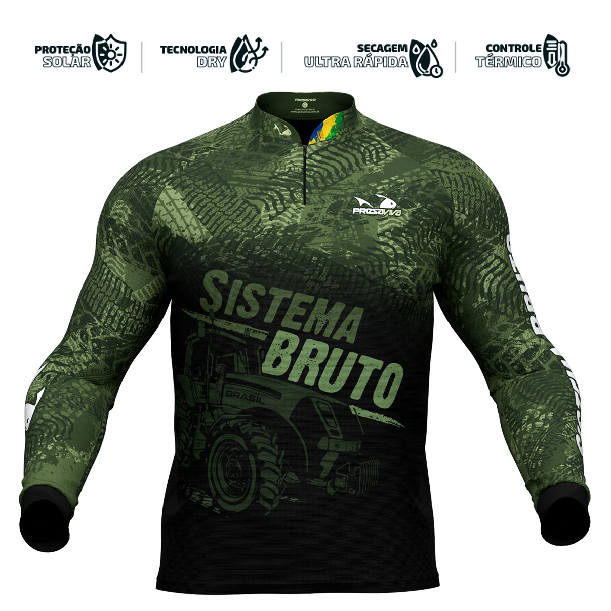 Camisa Presa Viva Agro 03 (G) Sistema Bruto Proteção Solar UV50+ Dry Flex com Elastano Verde Brasil - Imagem 7