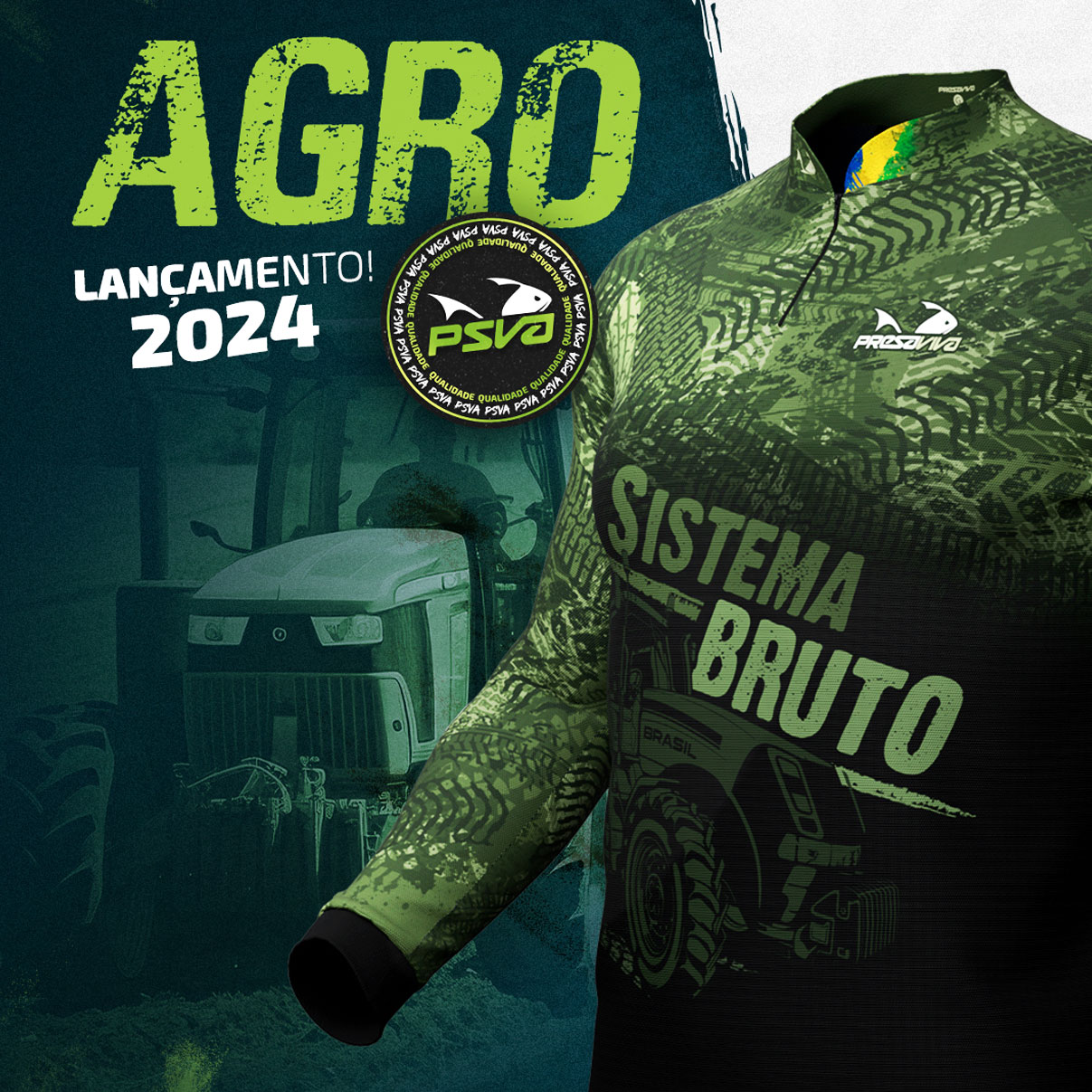 Camisa Presa Viva Agro 03 (G) Sistema Bruto Proteção Solar UV50+ Dry Flex com Elastano Verde Brasil - Imagem 2