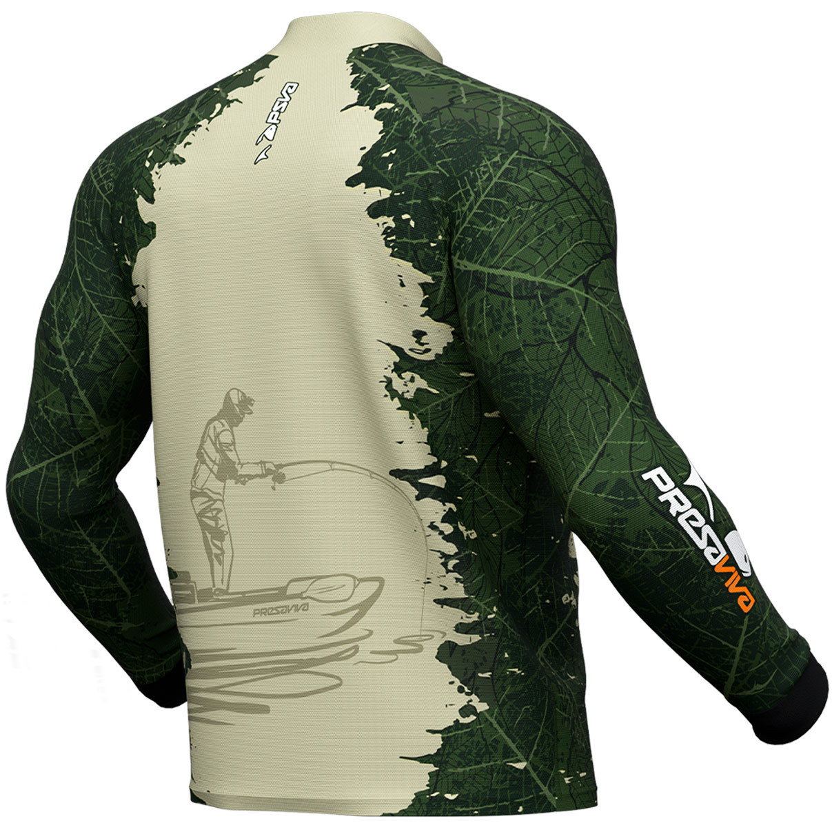 Camisa de Pesca Presa Viva Anderson Guedes 04 (GG) Proteção Solar UV50+ Dry Flex com Elastano Verde Manga Longa Zíper - Imagem 4