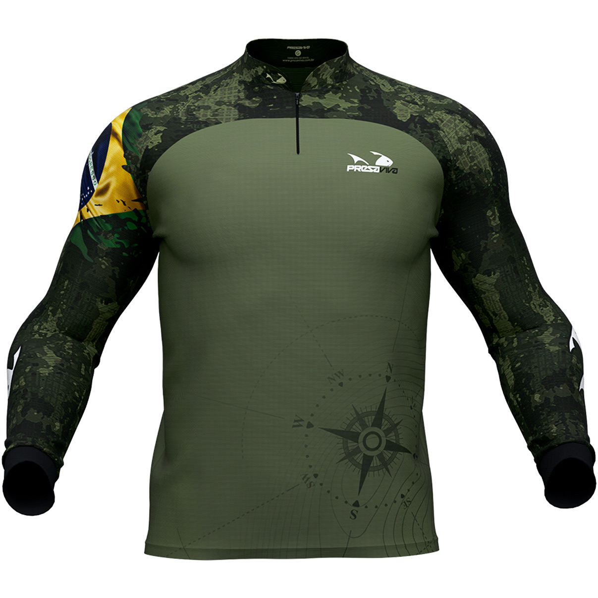 Camisa de Pesca Presa Viva Camuflada 07 (M) Proteção Solar UV30+ Dry Favo Micro Poliéster Verde Brasil - Imagem 5