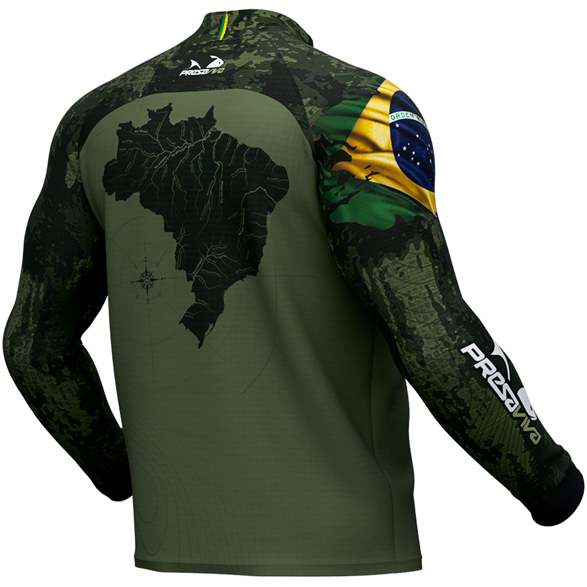 Camisa de Pesca Presa Viva Camuflada 07 (M) Proteção Solar UV30+ Dry Favo Micro Poliéster Verde Brasil - Imagem 6