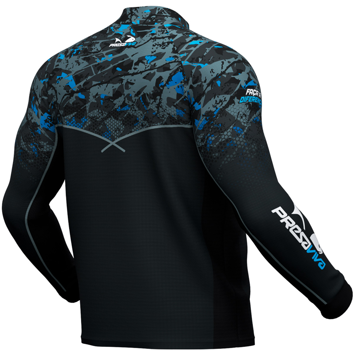 Camisa de Pesca Presa Viva Team PV 02 (G) Proteção Solar UV30+ PSVA Dry Favo Micro Azul Cinza Manga Longa - Imagem 5