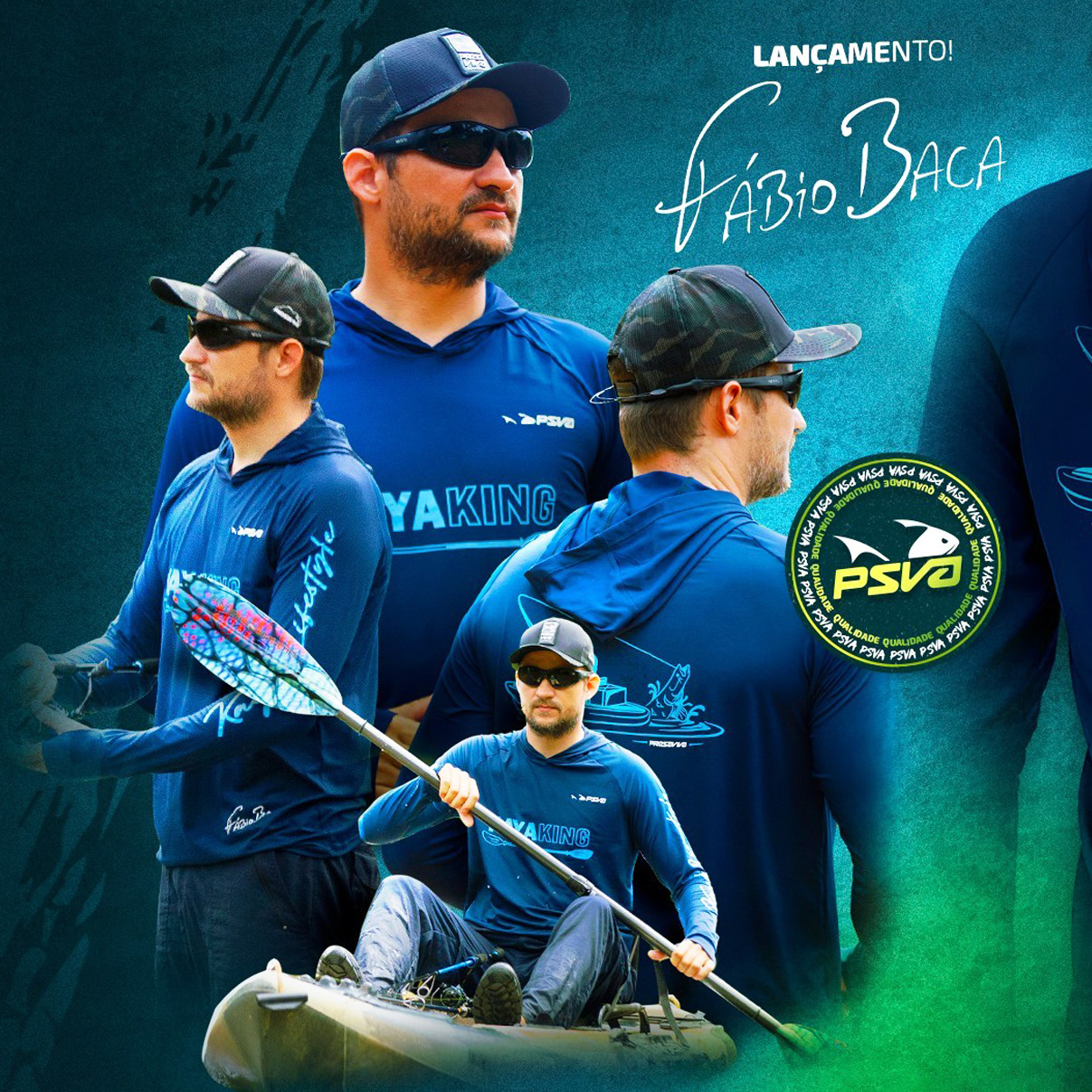 Camisa de Pesca com Capuz Presa Viva Baca 19 (M) Proteção Solar UV50 Poliamida Azul Marinho Caiaque - Imagem 6