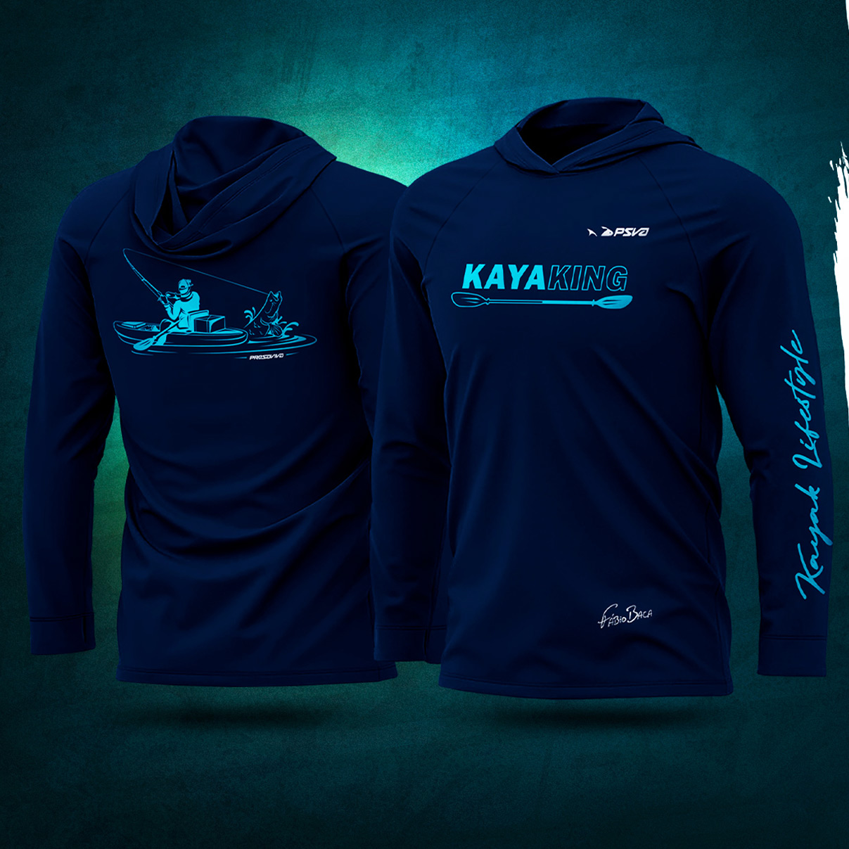 Camisa de Pesca com Capuz Presa Viva Baca 19 (M) Proteção Solar UV50 Poliamida Azul Marinho Caiaque - Imagem 4