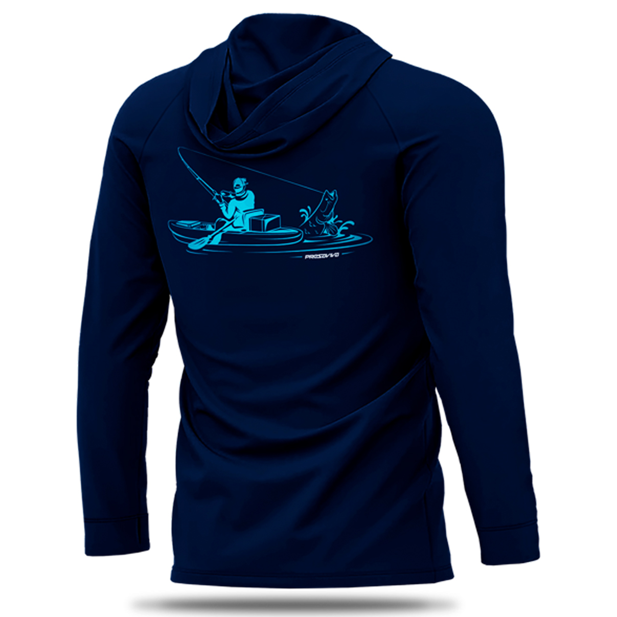 Camisa de Pesca com Capuz Presa Viva Baca 19 (M) Proteção Solar UV50 Poliamida Azul Marinho Caiaque - Imagem 8
