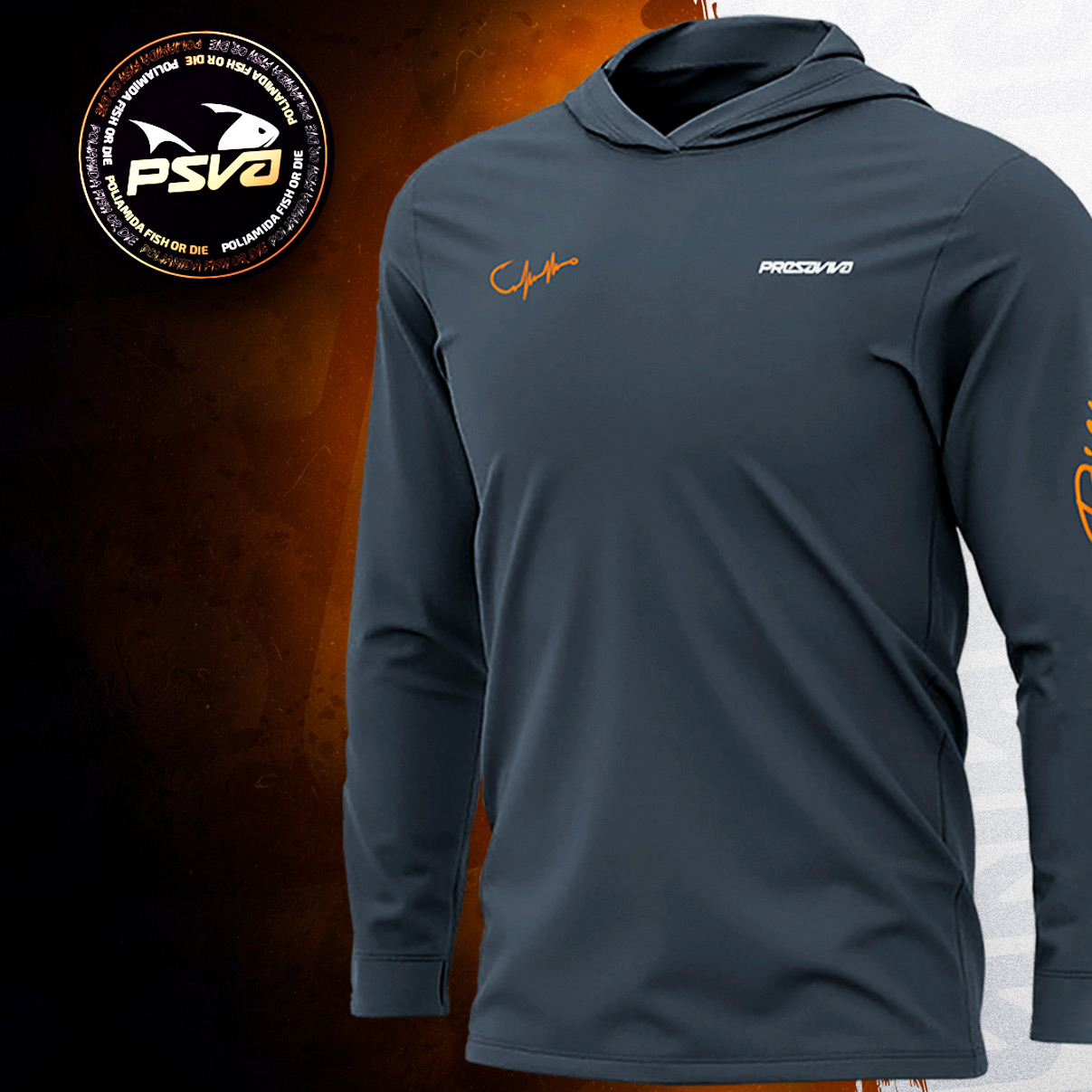 Camisa de Pesca com Capuz Presa Viva Fishing or Die 12 (GG) Proteção Solar UV50+ Poliamida Cinza - Imagem 7
