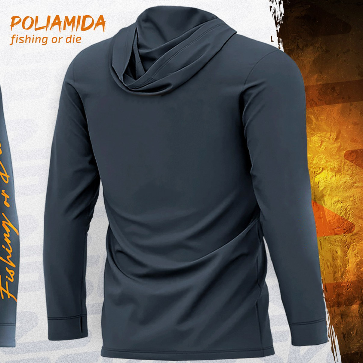Camisa de Pesca com Capuz Presa Viva Fishing or Die 12 (GG) Proteção Solar UV50+ Poliamida Cinza - Imagem 8