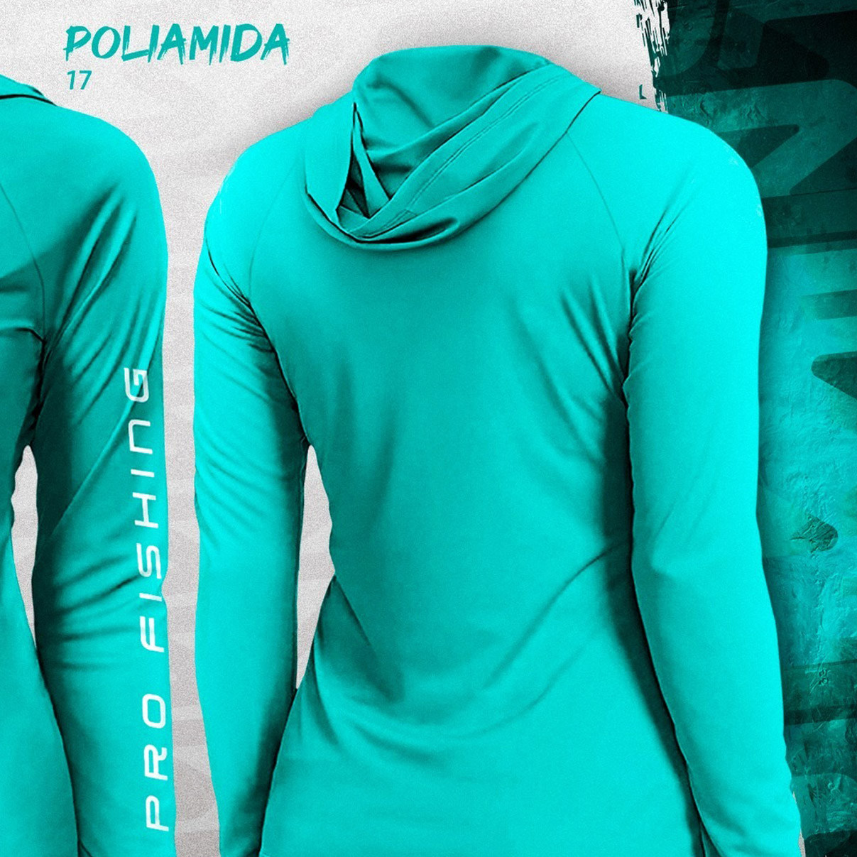 Camisa de Pesca com Capuz Presa Viva Poliamida 17 Baby Look (G) Proteção Solar UV50+ Azul Moscatel - Imagem 5