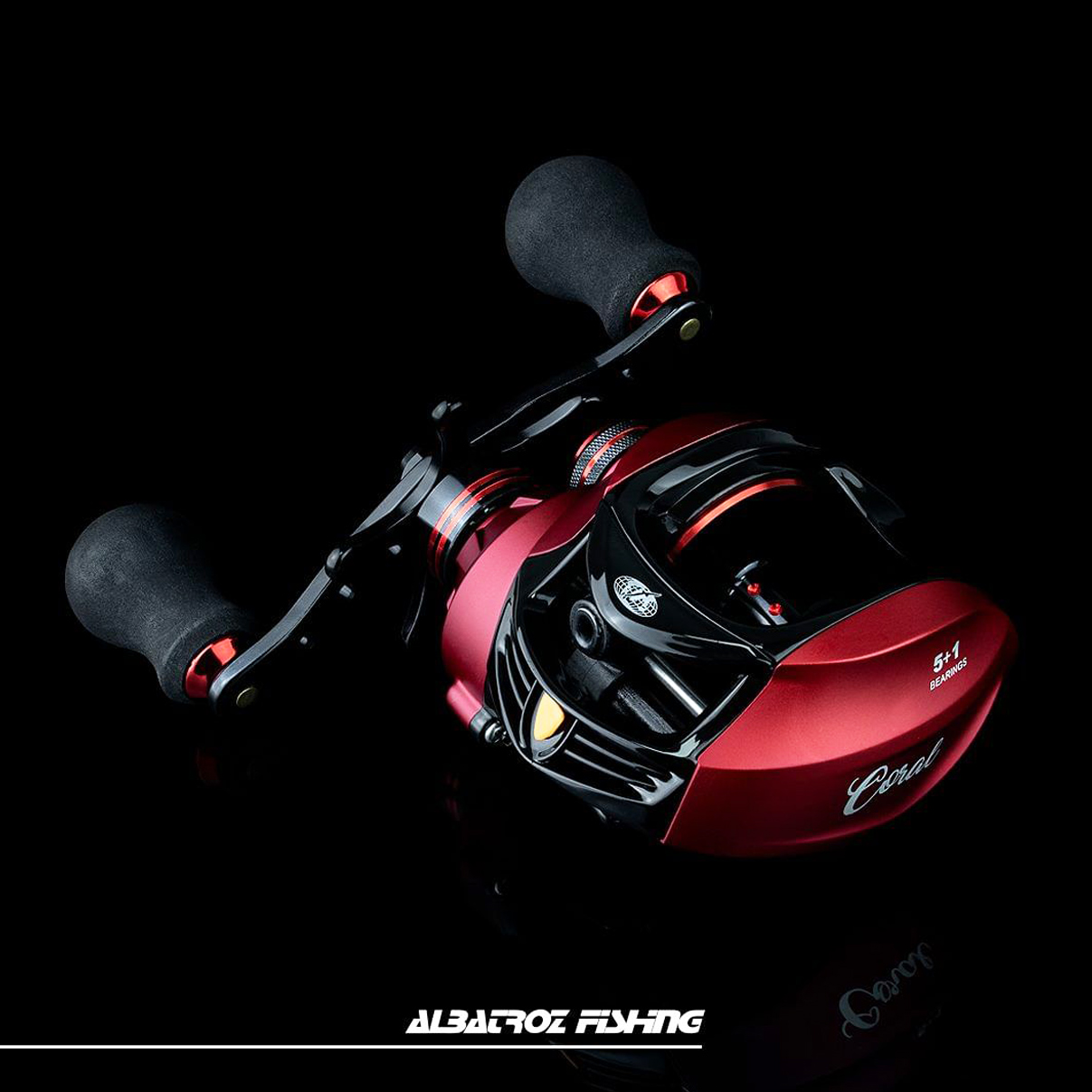 Carretilha Albatroz Coral Red Vermelha Manivela Direita - Imagem 3