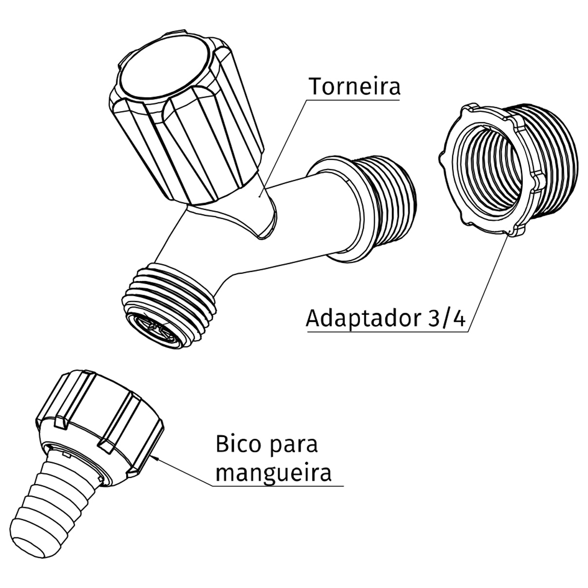 Torneira Plástica Tramontina com Redução Preto / Laranja Polipropileno Para Jardim Irrigação Lavagem - Imagem 8