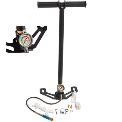 Bomba Pneumática Manual para Carabina de Pressão PCP FRX 300 BAR 4350 PSI Pés Dobráveis Preta ADV150