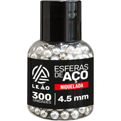 Esfera de Aço 4,5mm Leão Niquelado para Pistola de Pressão Revólver Co2 Bolinha de Metal 4.5 (300un)