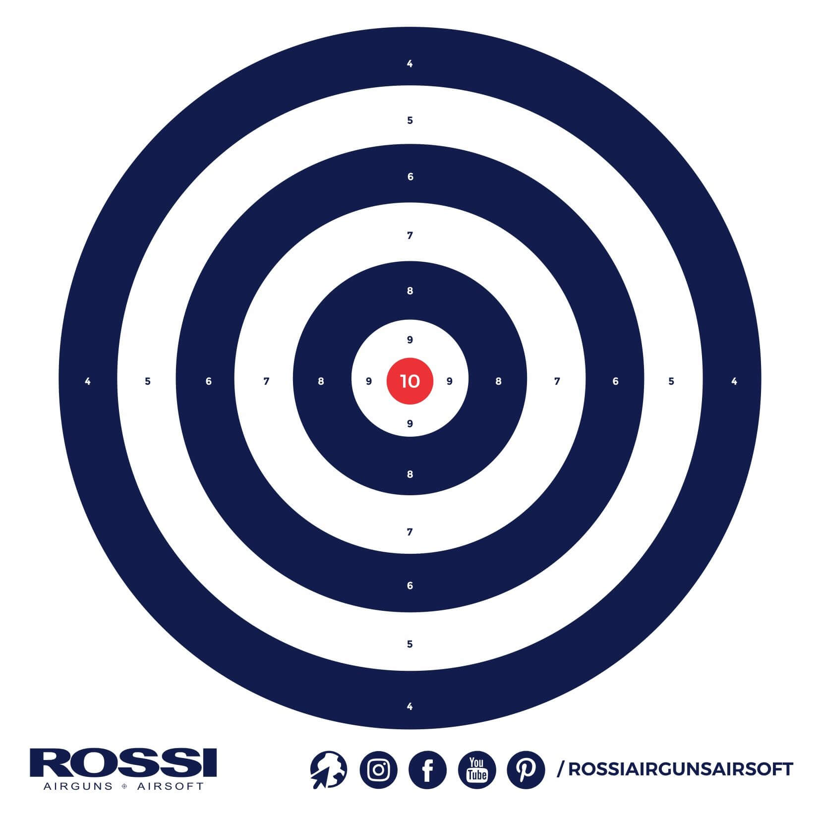 Alvo de Papel 14x14cm Rossi Airguns Airsoft Azul (30un.)