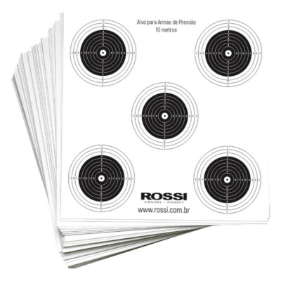 Alvo de Papel para Armas de Pressão ROSSI (5 em 1) 14x14CM (50 un.) Airsoft Tiro Esportivo 10 metros